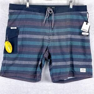 Katin Board Shorts Mens 38 Blue Stripe Preppy Surf Trunks w/ Float Huckberry